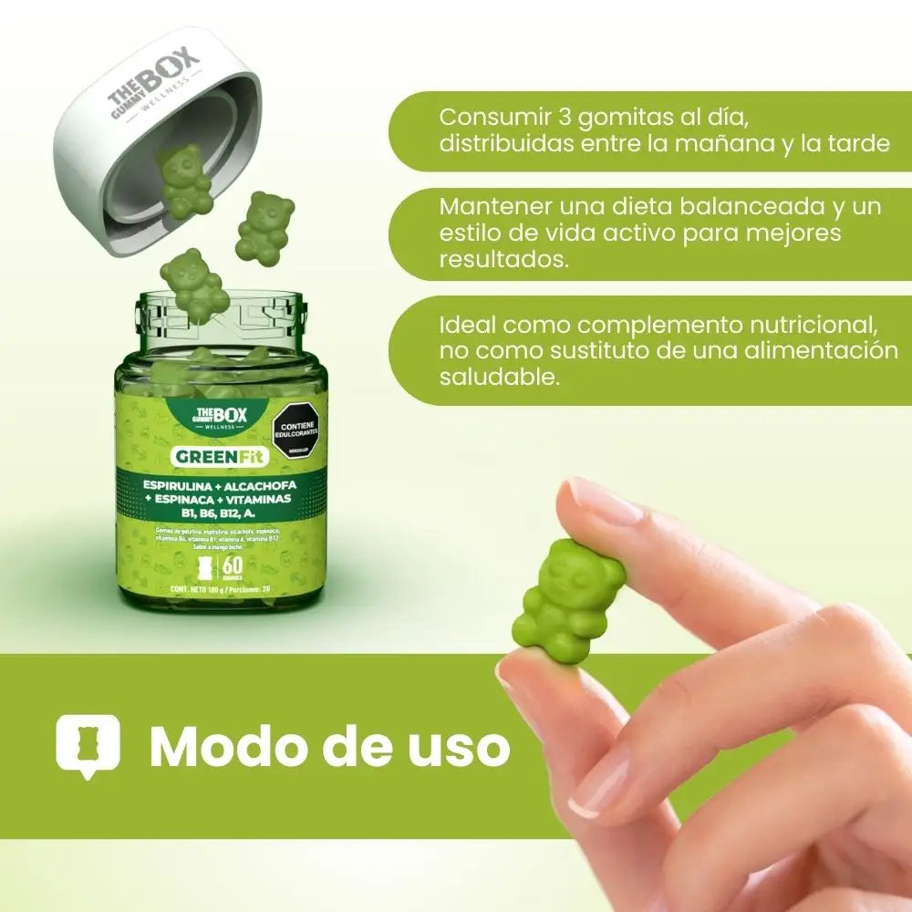 Espirulina, alcachofa, espinaca y vitaminas en gomitas💚