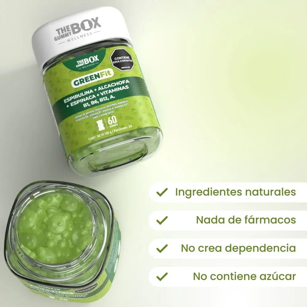 Espirulina, alcachofa, espinaca y vitaminas en gomitas💚